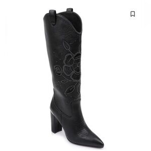 DANIELXDIAMOND ACADIA EMBROIDERED WESTERN BOOTS SNIP TOE Black 6.5 / 36.5